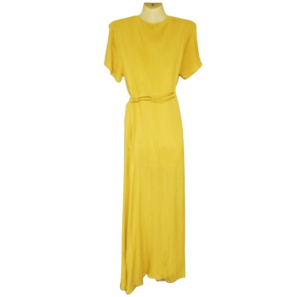 Lulus Much Obliged Golden Yellow Wrap Maxi Dress Women's Size M - Picture 5 of 14